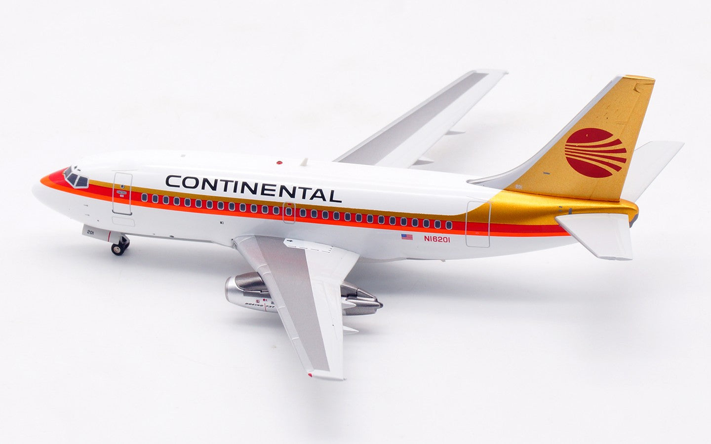1:200 InFlight CONTINENTAL B737-100 Passenger Airplane Diecast Aircraft Model