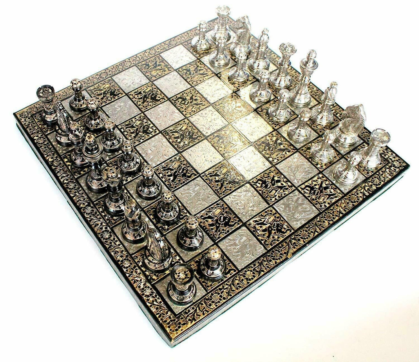 12" x 12" Collectible Premium Brass Made Chess Board Game Set- All Brass Pieces