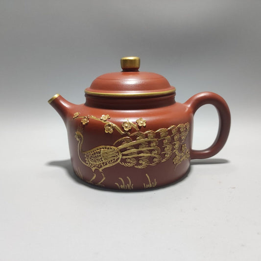 Vintage Chinese Yixing Purple Clay Teapot Zisha Ceremony Fine Peacock Teaware