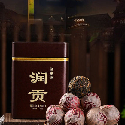 250g/8.8oz Pu'er Canned Box Big Pu-Erh Tea Dragon Ball Cooked Tea