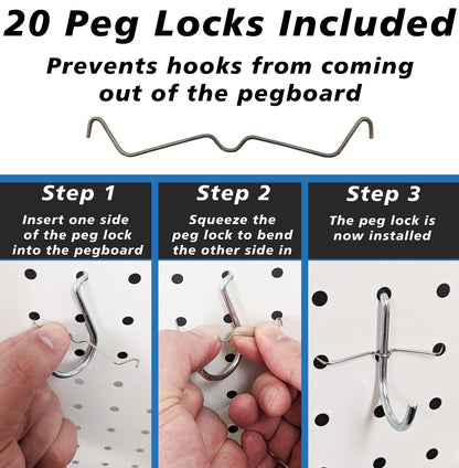 80 Piece Pegboard Hooks and Holders - Includes Straight, Curved, and Angled H...