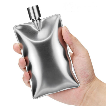 Creative stainless steel wine flask, 6 oz, wavy design, portable for outdoor use