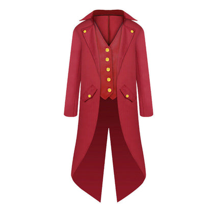 Kids Retro Halloween Cosplay Party Costume Steampunk Tailcoat Fake Two Piece
