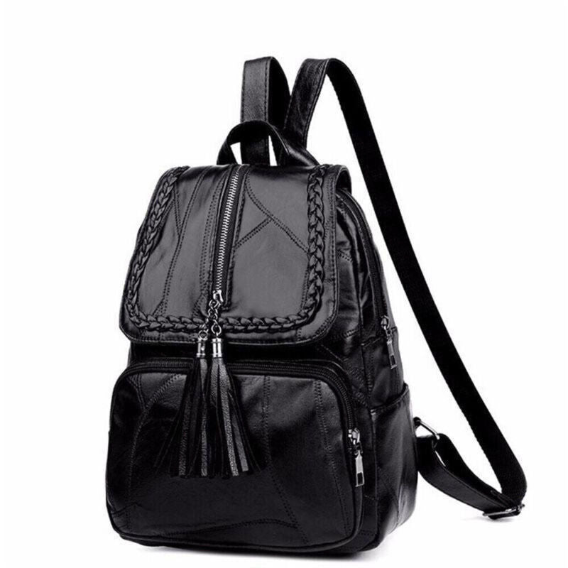 Womens Ladies Fashion Tassels Shoulder Casual Travel Bag PU Leather Backpack US.
