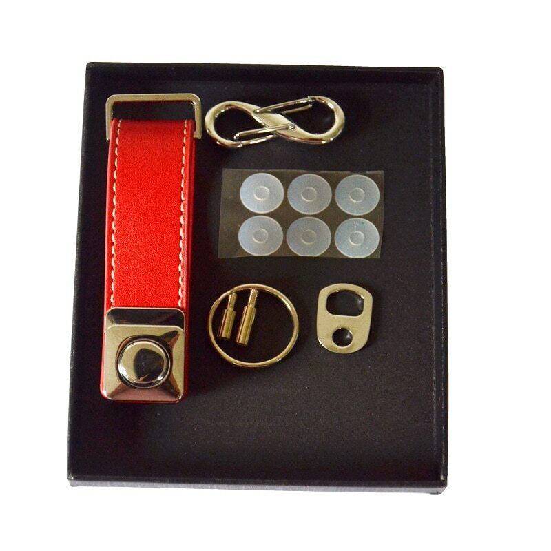 Genuine Leather Keychain Creative Bottle Opener Key Clip Metallic Wallet Keyring