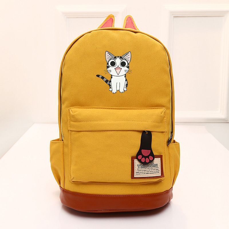 Cat Ear Shape Backpack Canvas Bag Students Schoolbags Shoulder Bags 42*35*16 CM