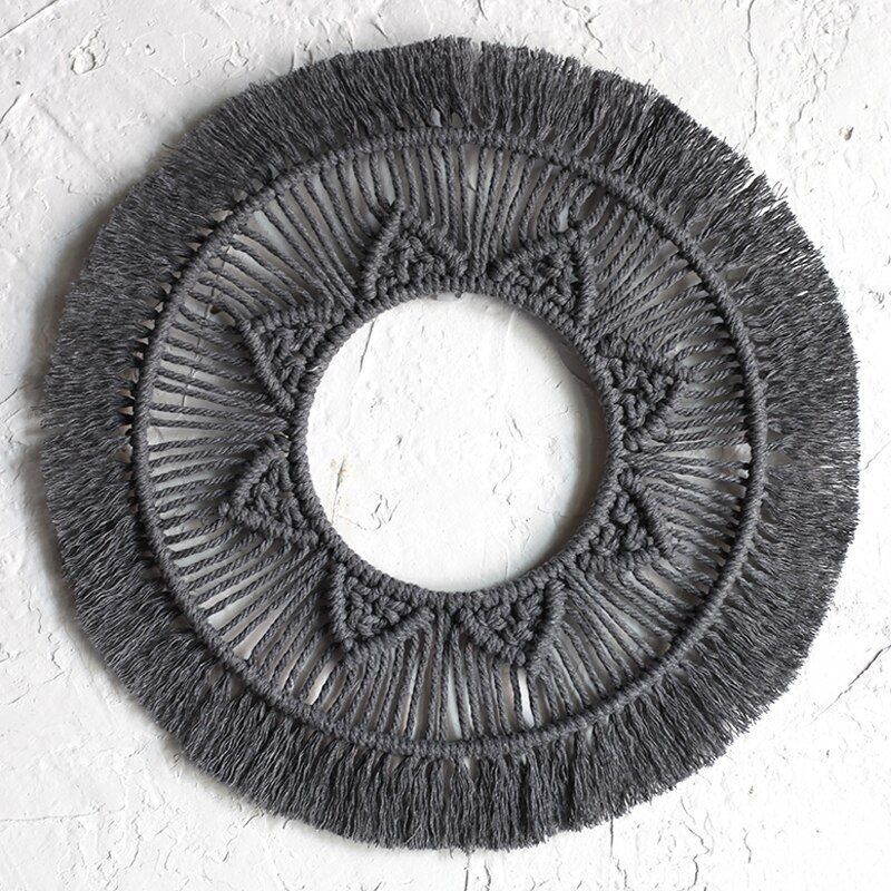 Wall Hanging Tapestry Bohemian Home Decor Woven Macrame Mandala Cotton Rope 42cm
