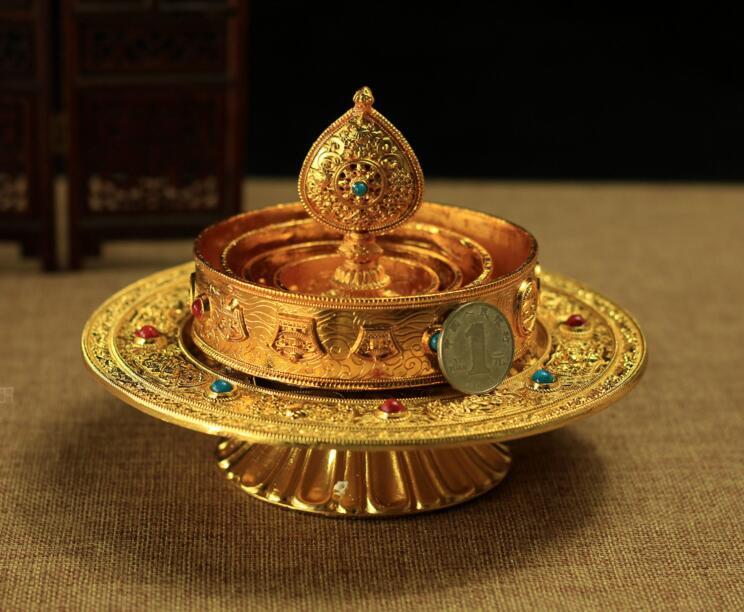7"BUDDHISM BUDDHA ALTAR MUST: BLESSED GOLD GILT MANDALA SET ORNAMENTHome Design