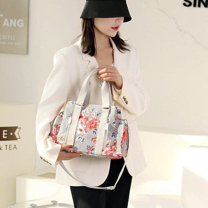 Nylon Flower Pattern Crossbody Bag Shoulder Purse Large Handbag Tote 25*11*20 CM