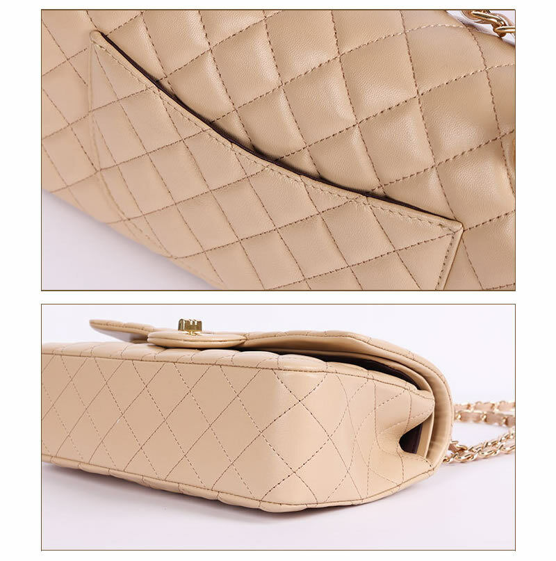 Quilted Lambskin Leather Double Flap Chain Shoulder bag Small Purse Crossbody
