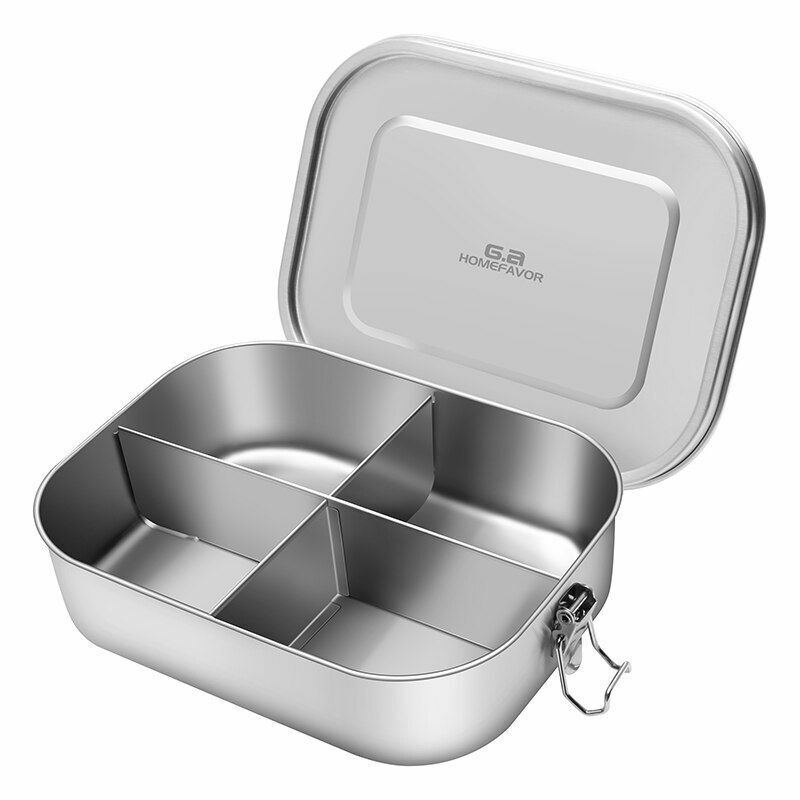 Lunch Container Stainless Steel Food Snack Storage Boxes Eco-friendly Rectangle