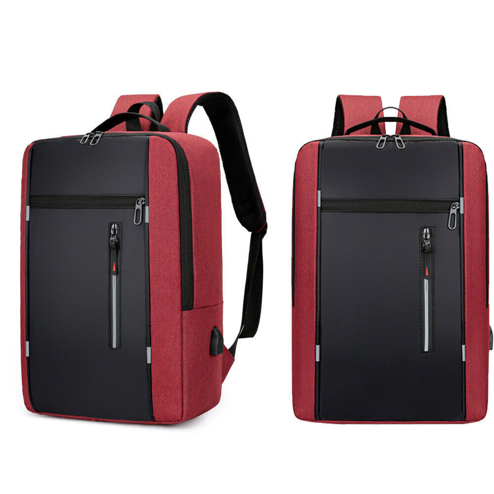Men Women 17'' Backpack Bookbag School Travel Laptop Rucksack Zip Bag USB Port