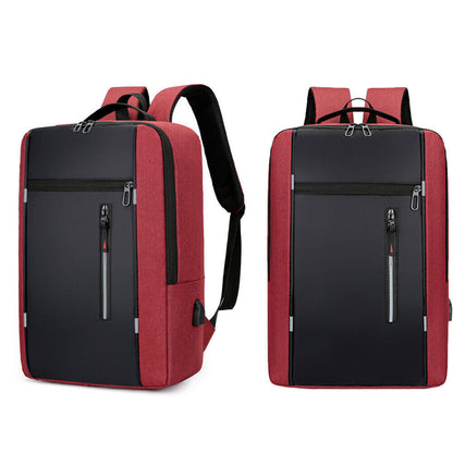 Men Women 17'' Backpack Bookbag School Travel Laptop Rucksack Zip Bag USB Port