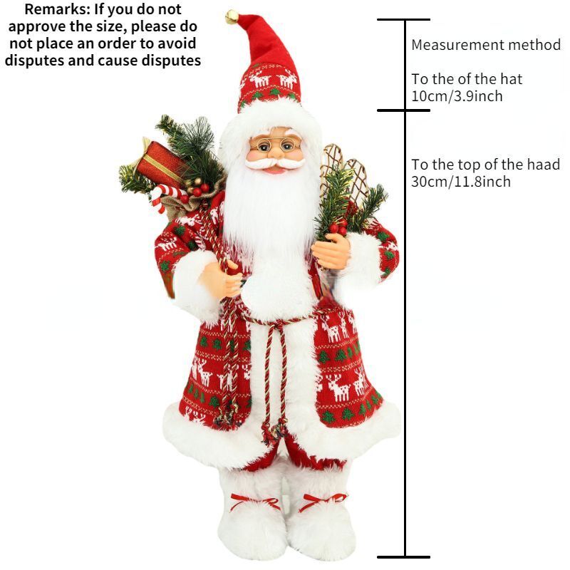 Christmas Ornaments 30-45cm Large Santa Claus Dolls Standing Figurine Home Decor