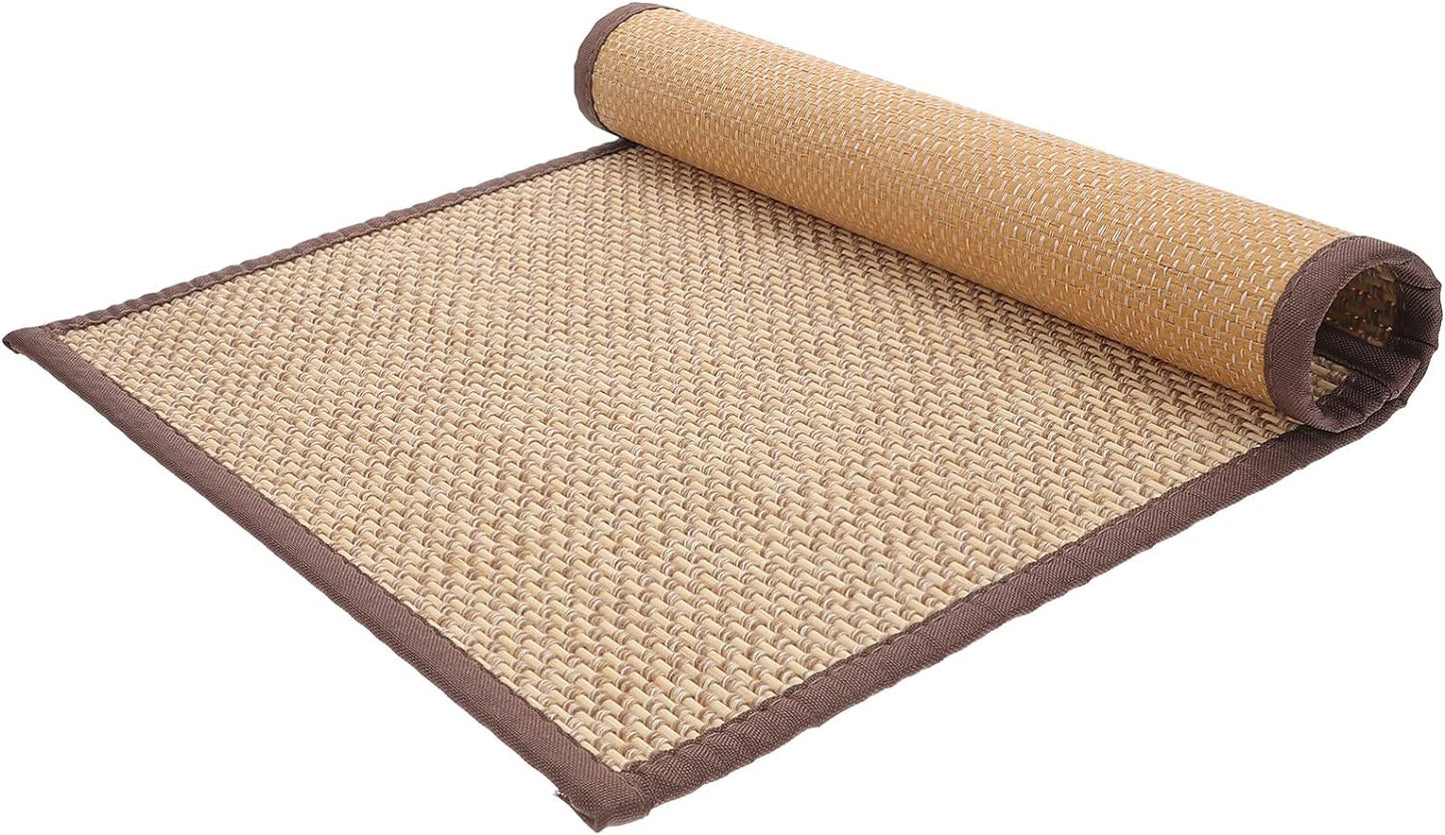 Handmade Bamboo Rug Woven Straw Cushion Rattan Sitting Mat Yoga Meditation Gift