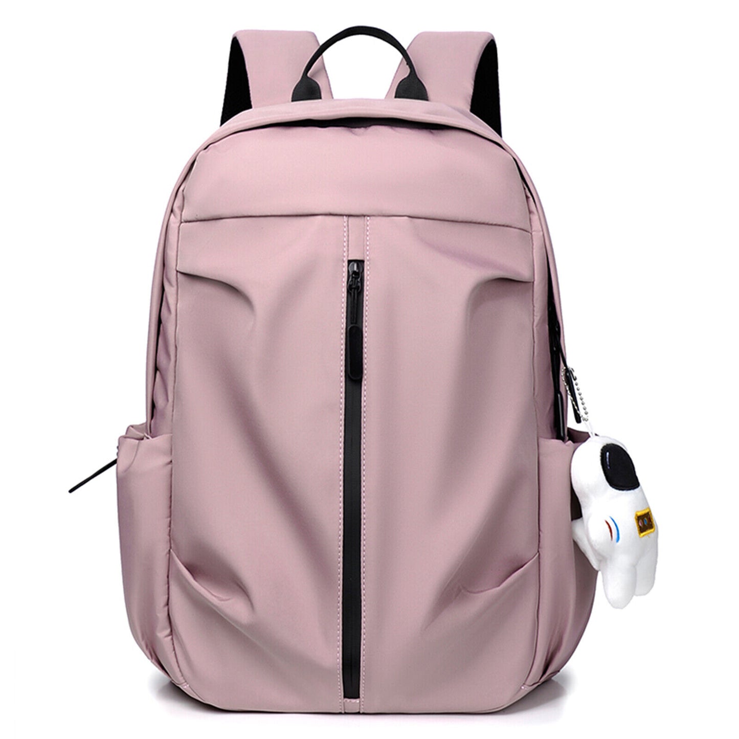 Backpack Men Laptop Backpacks Oxford Black Solid High School Bags w/ Pendant