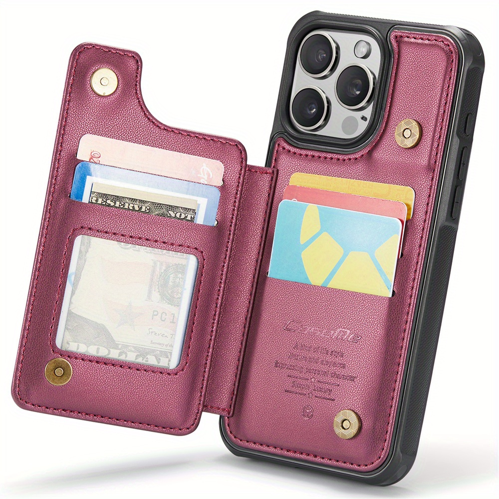 For iPhone 16 15 14 13 12 11 Pro Max Plus XR XS Max Wallet Case with Card Holder