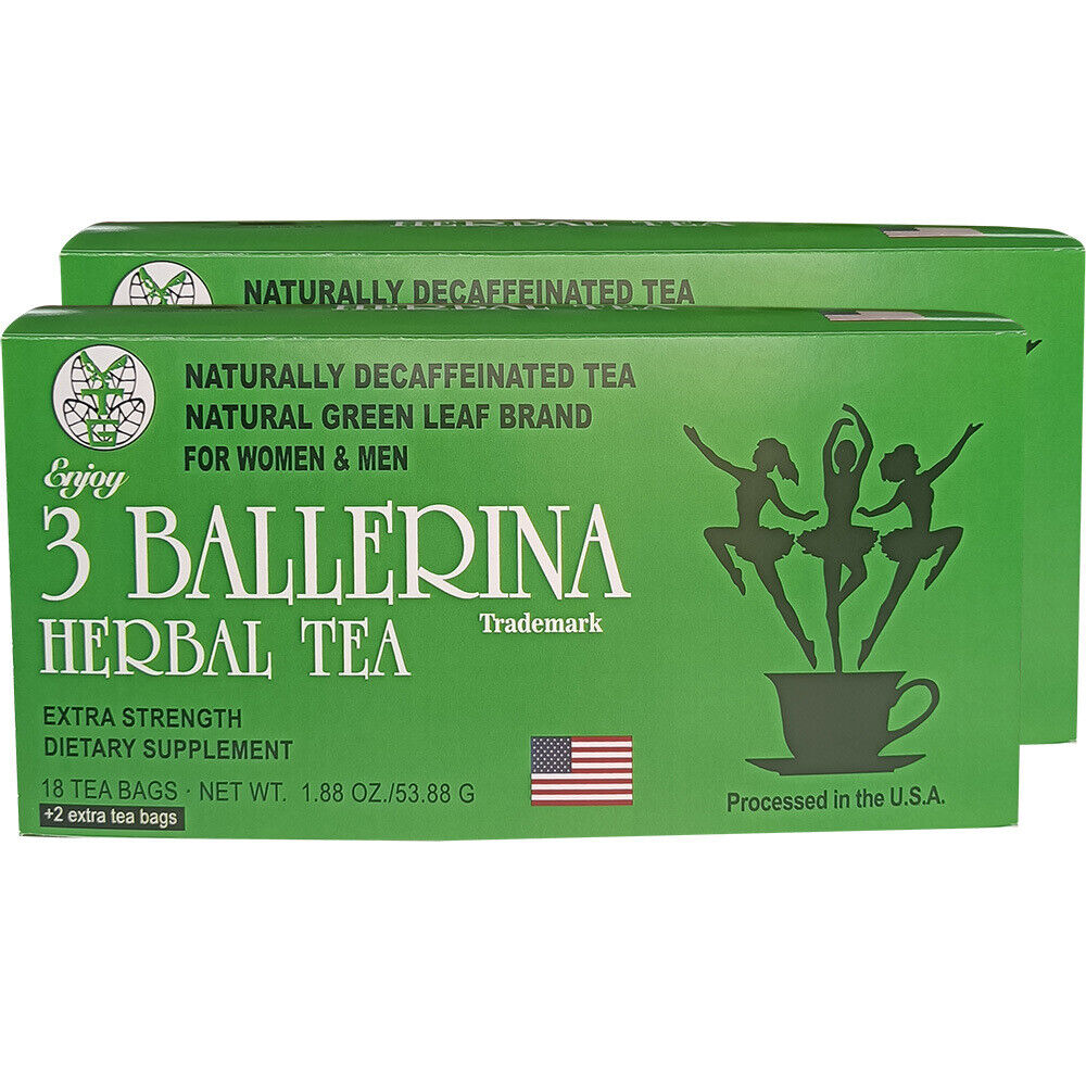 3 BALLERINA HERBAL TEA NATURALLY DECAFFEINATED WOMEN MEN 1.88oz