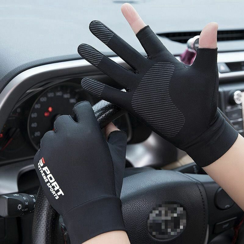 Driving Gloves Golf Silk Riding Two-Finger Fishing Non-Slip Fitness High-Elastic