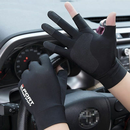Driving Gloves Golf Silk Riding Two-Finger Fishing Non-Slip Fitness High-Elastic