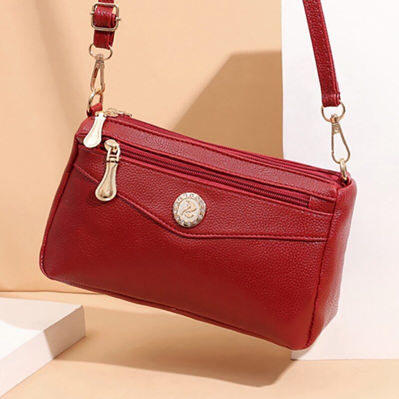 Handbag High Quality Leather Small Messenger Bag Solid Color Shoulder Crossbody