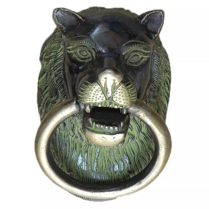 Antique Look Brass Lion Head Door Knocker Ring With Patina Door Bell Home Decor