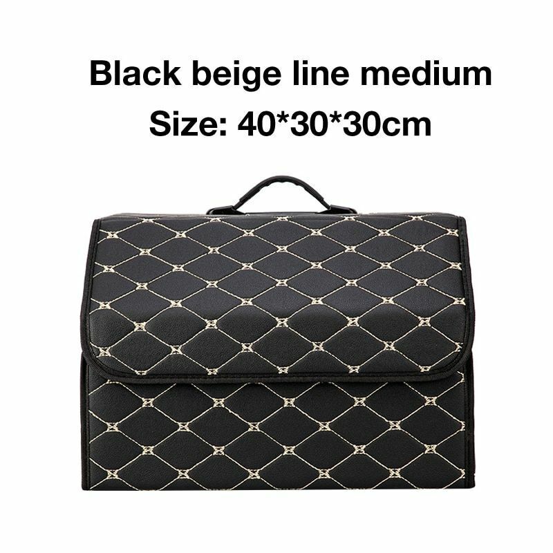 Car Trunk Storage Organizer Bag PU Leather Box Folding Stowing Tidying SUV Broad
