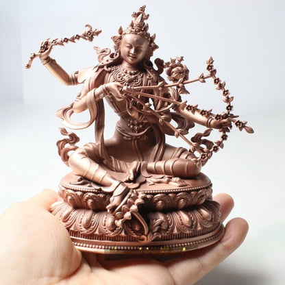 12cm Red Copper Carving Kurukulle Buddha Statue Tibet Buddhism Red Tara Goddess