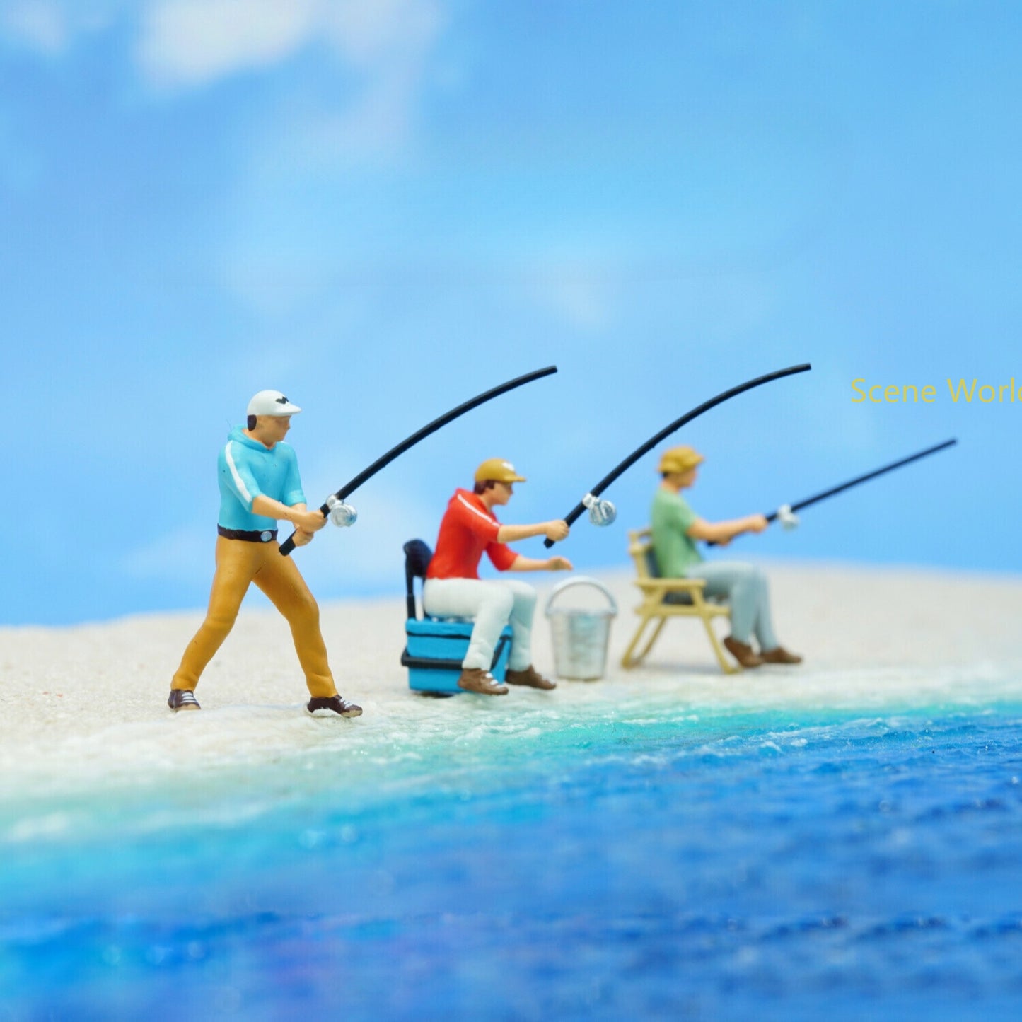 1:64 Scale Figure Model Fishing Sports Scene Display Layout Doll Model
