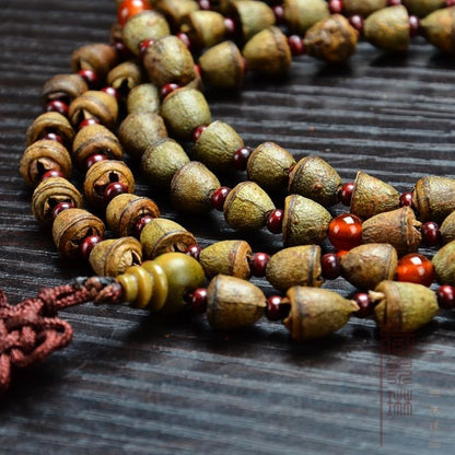 Natural Small Golden Bell Bodhi 8mm 108 Beads Mala Bracelet