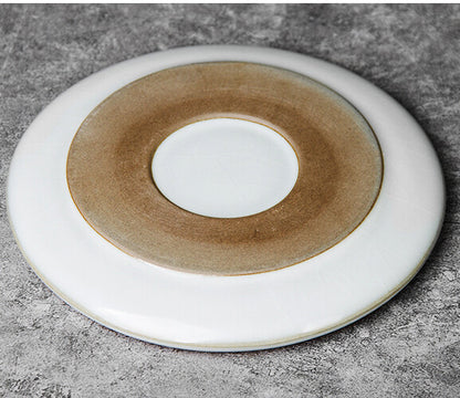 Ceramic Tea Plate For Gaiwan Pot Cup Crackle Glaze Handpainted Tea Tray Round