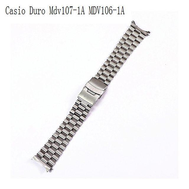 Diving Steel Metal Watch Strap Fit For Casio Duro MDV107-1A MDV106-1A Wristband