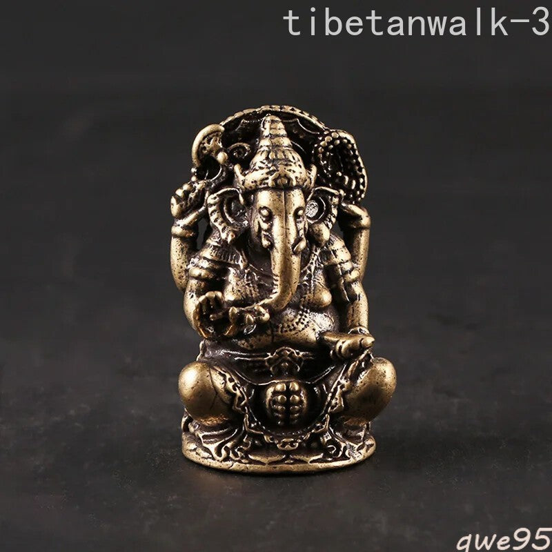 Brass Thailand Elephant God Small Statue Southeast Asia Copper Buddha