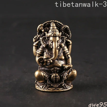 Brass Thailand Elephant God Small Statue Southeast Asia Copper Buddha