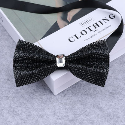 Men Rhinestone Bow Tie Shining Crystal Collar Bowtie Luxury Wedding Banquet Knot