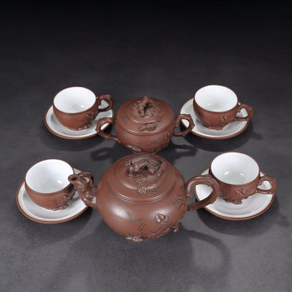 Chinese Yixing Zisha Clay Handmade Exquisite Teapot （松鼠葡萄十件套 底款：景舟制陶）