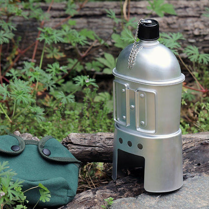Military Canteen Cup Camping Wood Stove Set Outdoor Foldable Spork Stove Hiking