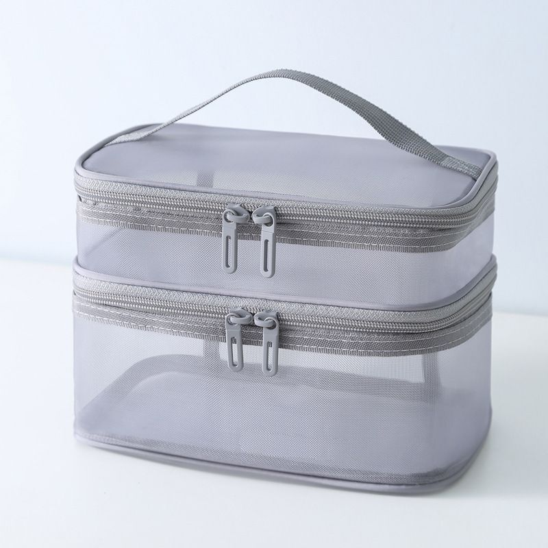 Luxury Clear Makeup Bag Mesh Cosmetic Purse Organizer Transparent Traveling Case