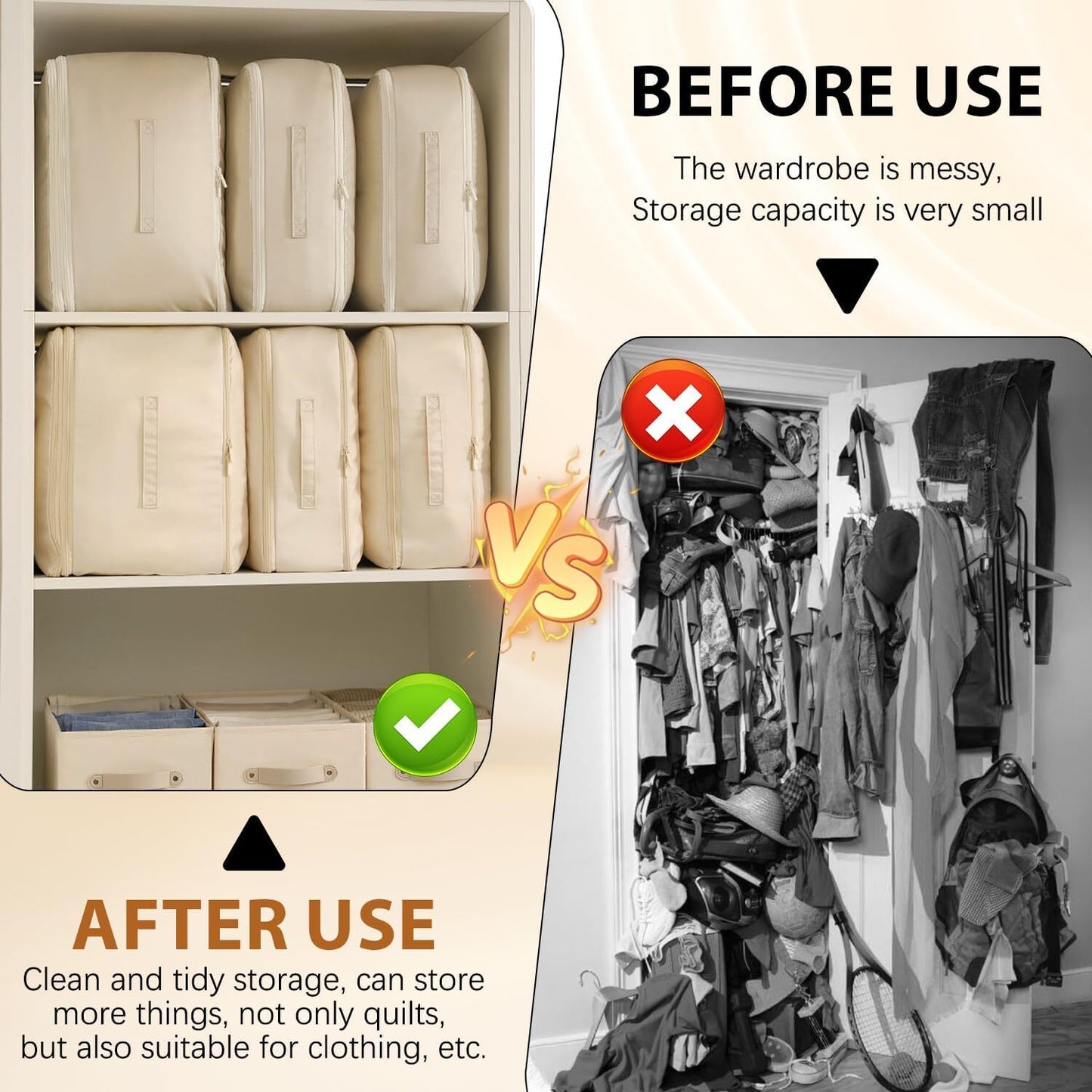 2/4Pcs Wardrobe Storage Bags Zipped Clothes Organizer Underbed Cube Closet Boxes