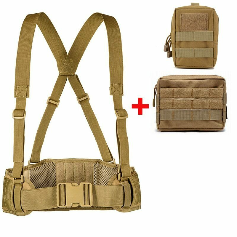 Tactical Belt Army Hunting Waist Support Waist Bag Carrier Adjustable SoftPadded