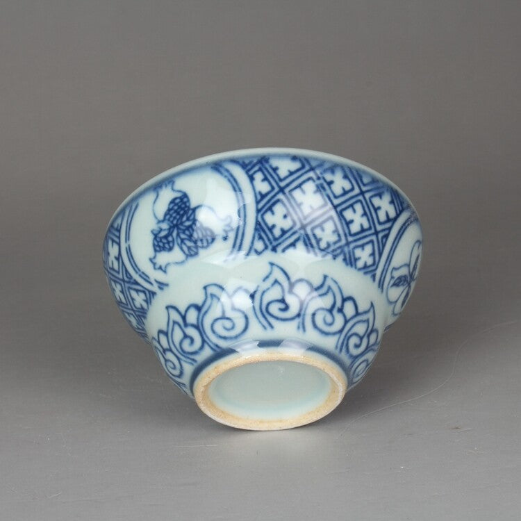 50ml Chinese Jingdezhen Blue White Porcelain Pomegranate Pattern Teacup Tea Set