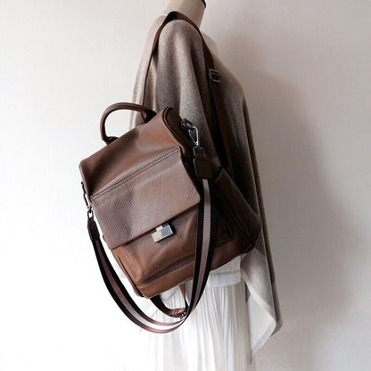 Anti-Theft Convertible Real Leather Backpack Travel Bag Purse Shoulder Bag