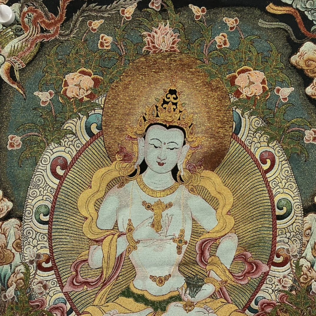 35" Decor tibet Silk Cloth Embroidery Buddhism Vajrasattva tangka Mural Tapestry