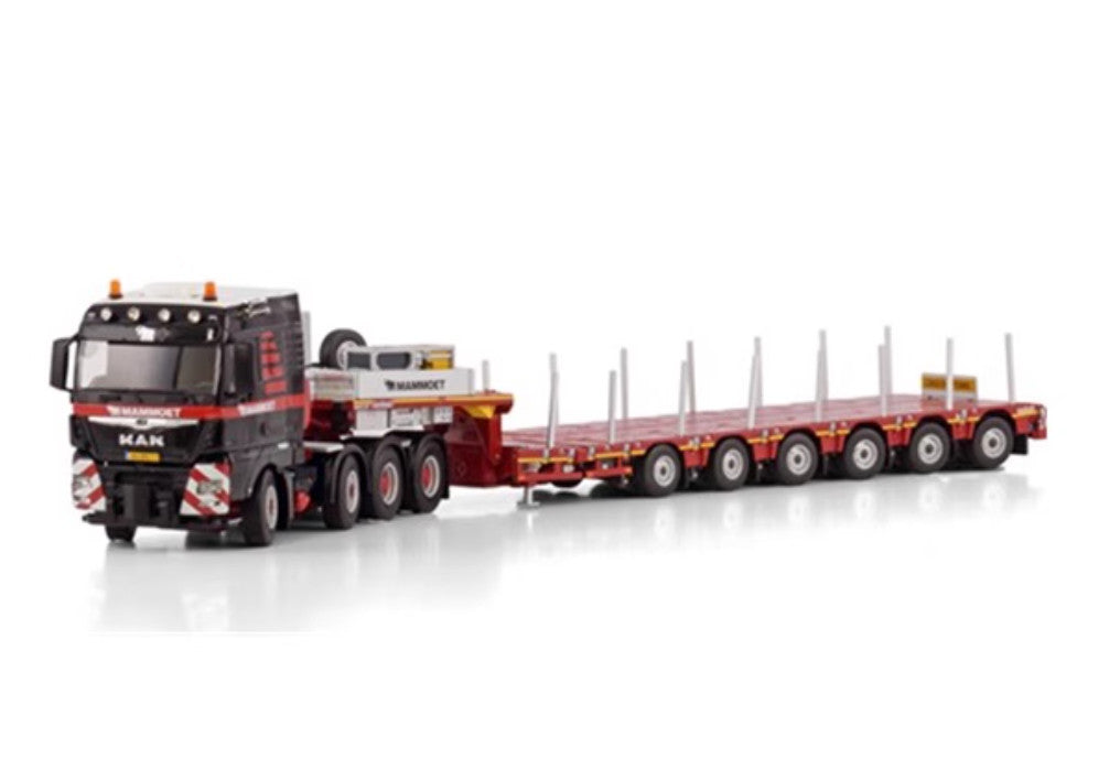 1:50 Mammoet MAN TGX XLX 8X4 6-axle Flatbed Trailer Construction Diecast Model