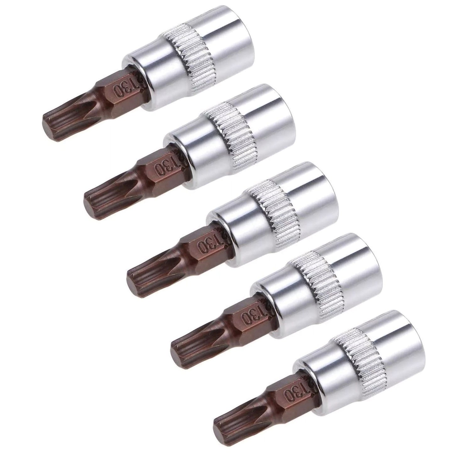 5pcs 1/4inch (6.35mm) Drive T30 Torx Bit Socket Universal DIY Hand Work Tool