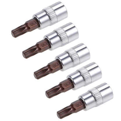 5pcs 1/4inch (6.35mm) Drive T30 Torx Bit Socket Universal DIY Hand Work Tool