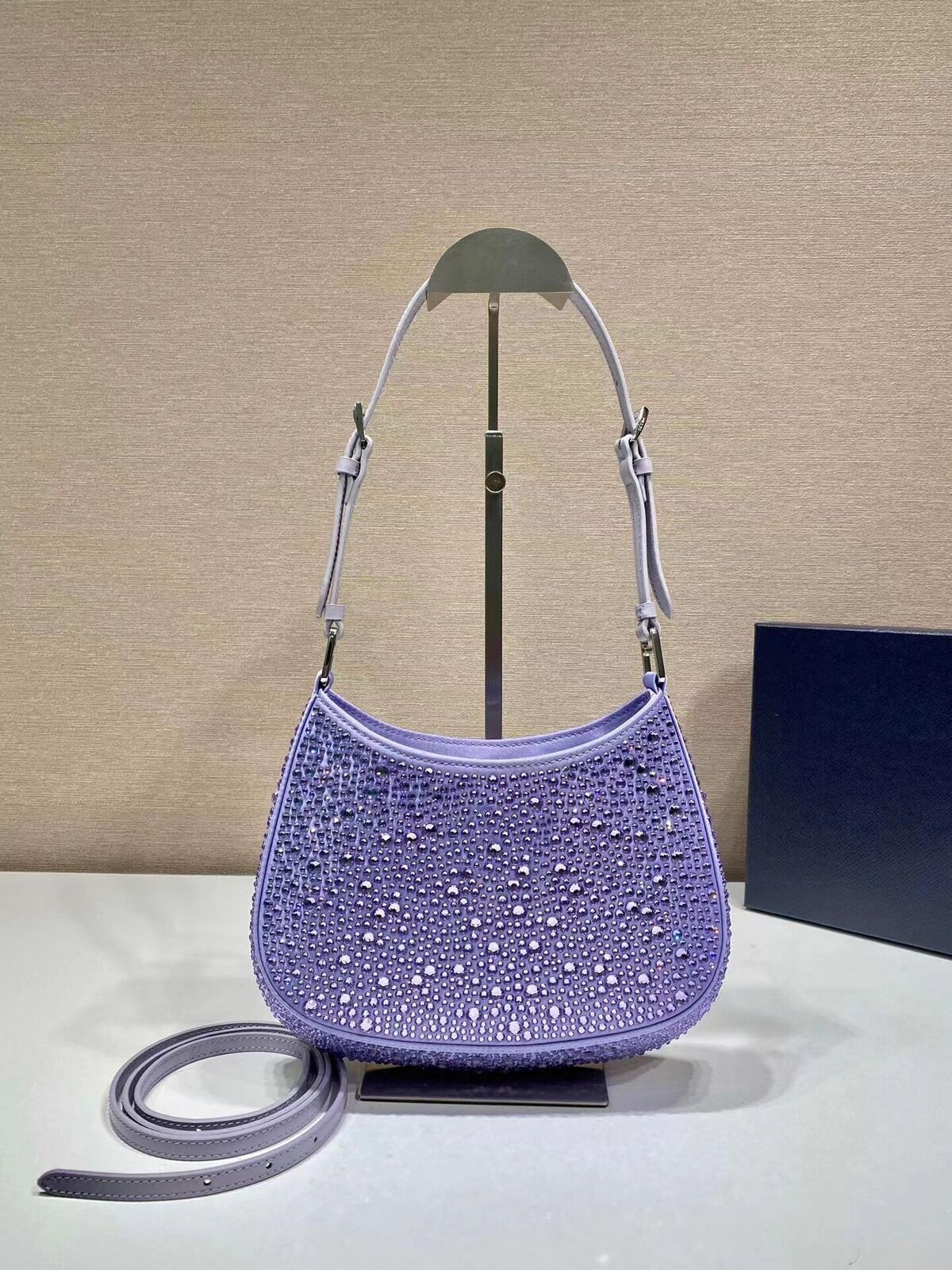 Full Diamond Underarm Bag Shoulder Purse Elegant Wedding Banquet Nylon Shell Bag