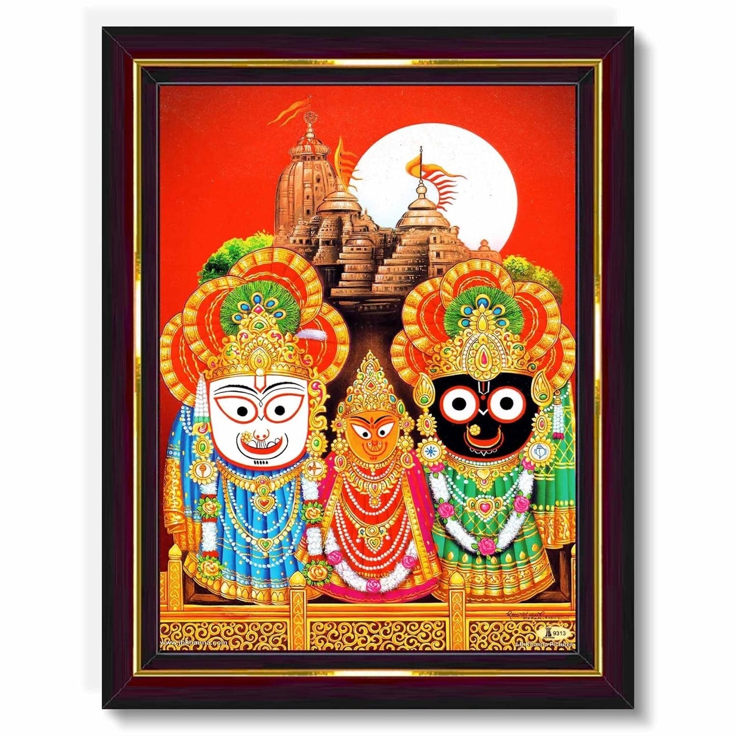 Lord Jagannath Puri HD Printed Religious Picture With Wooden Frame