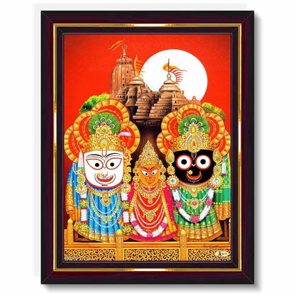 Lord Jagannath Puri HD Printed Religious Picture With Wooden Frame