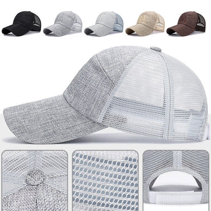 Unisex Mesh Breathable Long Brim Baseball Cap Adjustable Sunscreen Casual Hat*